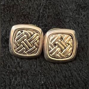 Vintage Oscar de la Renta Silver Woven Earrings